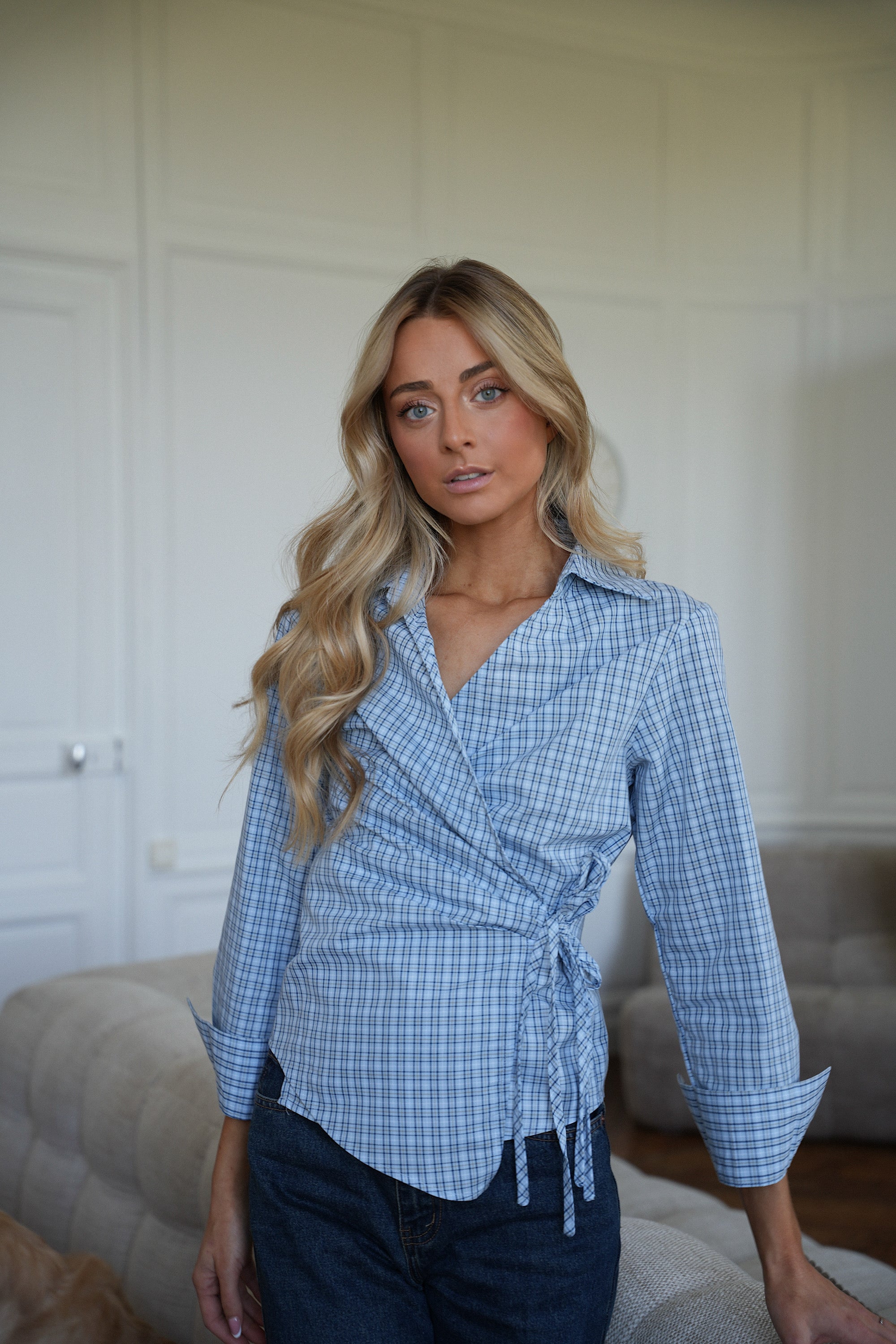 Samanta bleue - Blouse croisée