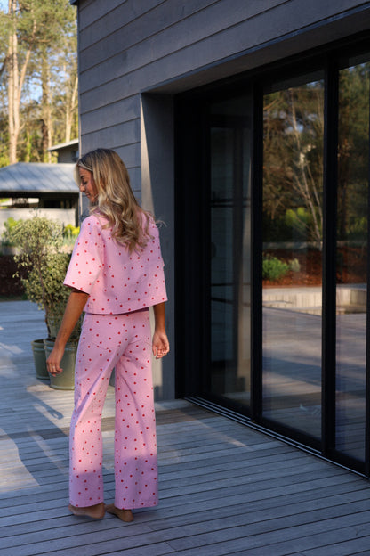 Charline rose - Blouse cœurs