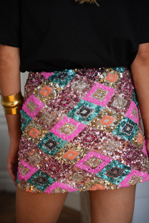 Carlie colorée - Jupe à sequins