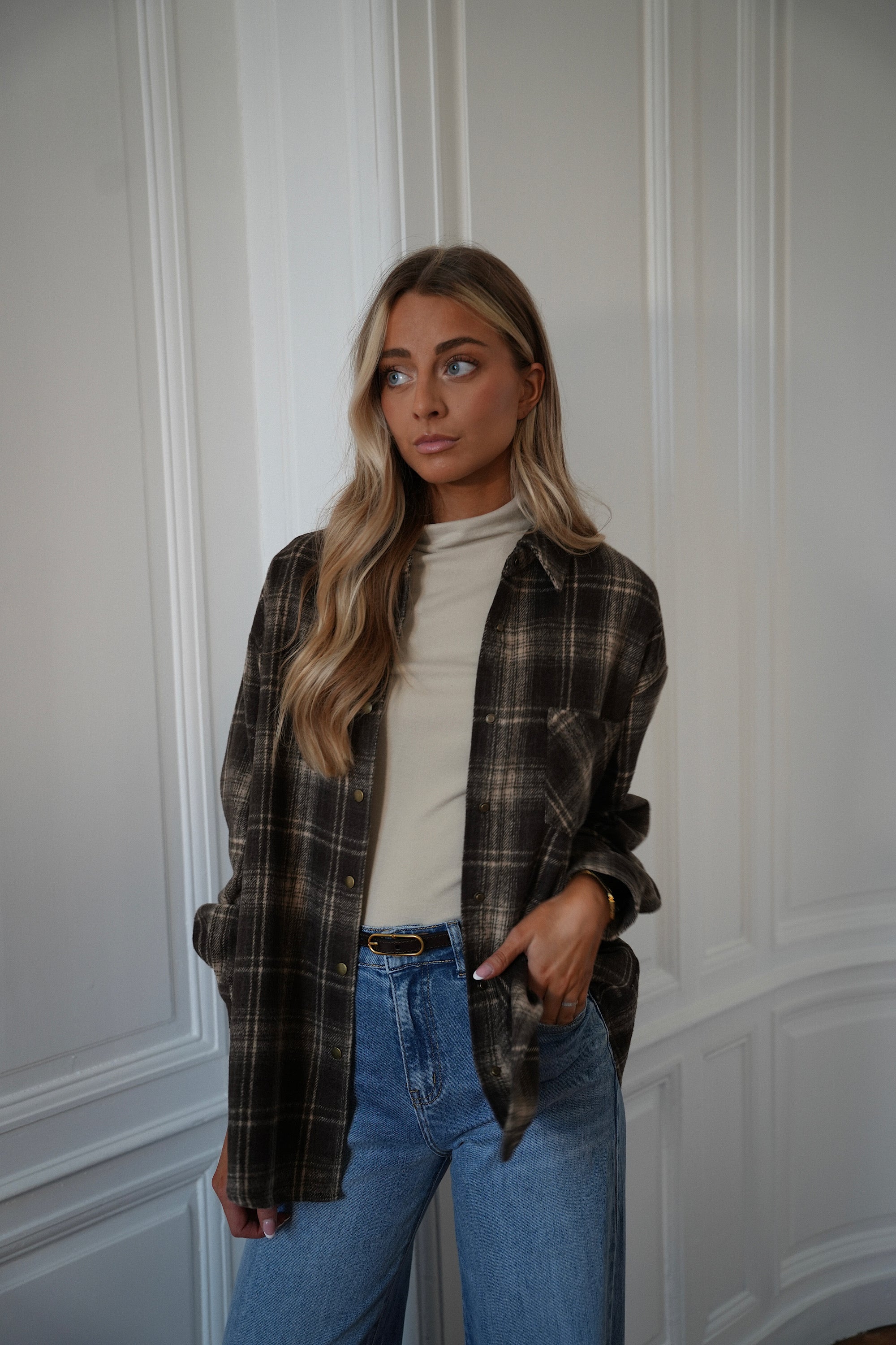 Cassy chocolat - Chemise à carreaux