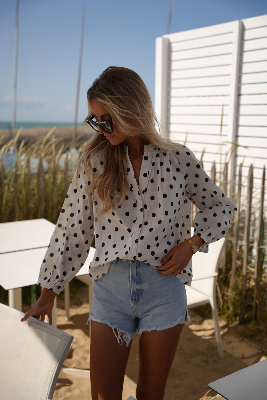 Bolivia blanche - Blouse à pois