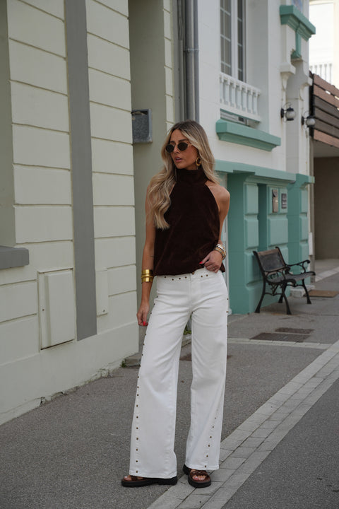 Caro chocolat - Top en suédine