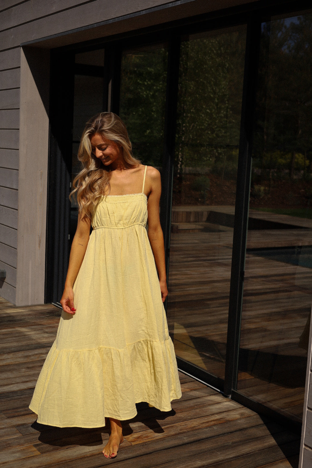 Ana jaune - Robe gaze de coton