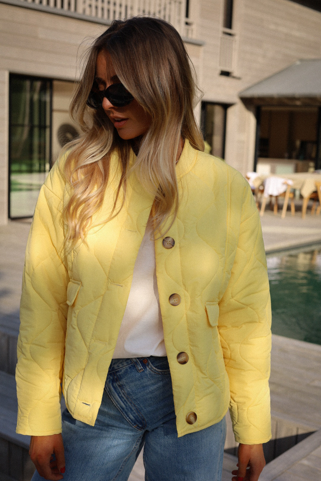 Charline jaune - Veste matelassée