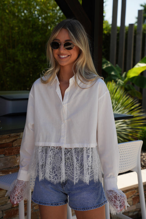 Alica blanche - Blouse dentelle
