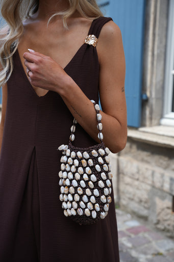 Suzana chocolat - Sac perlé