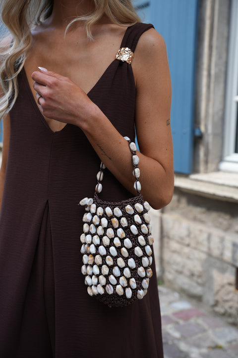Suzana chocolat - Sac perlé