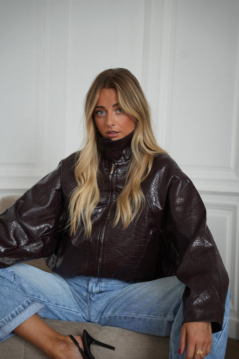 Loreen prune - Veste similicuir