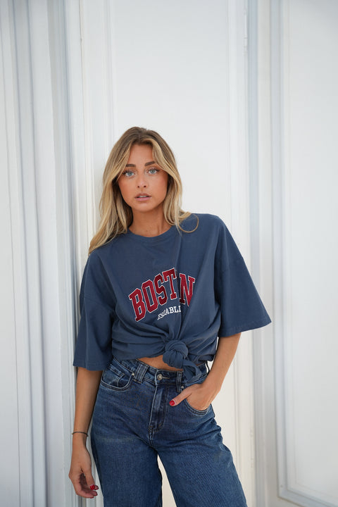 Lino bleu - T-shirt brodé