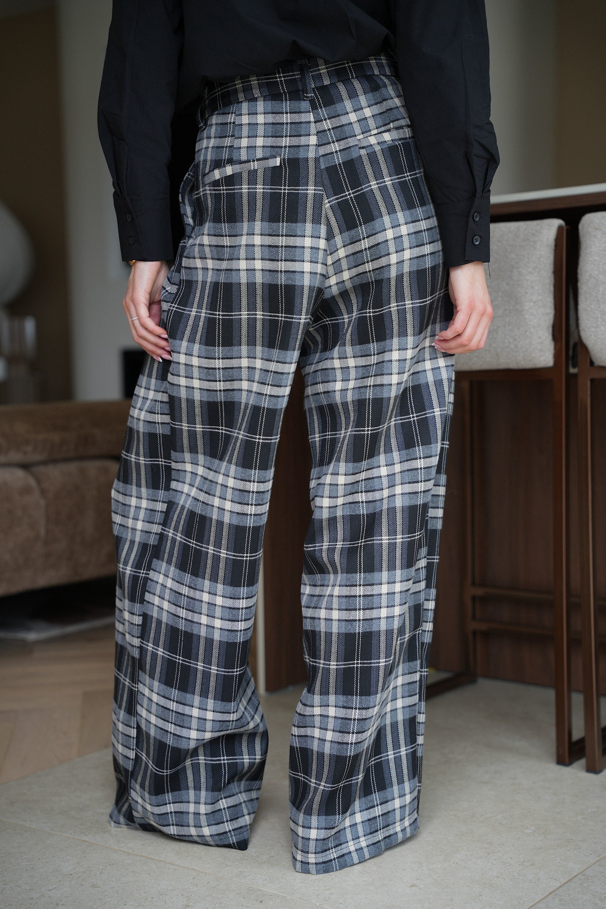 Lola noir - Pantalon à carreaux