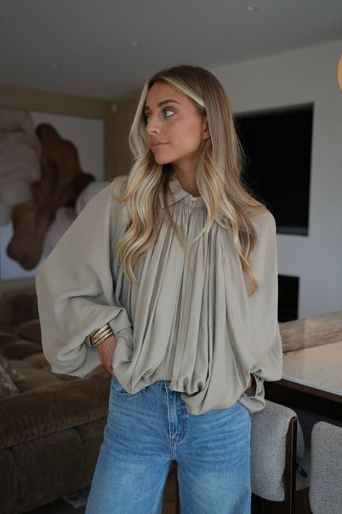 Giuseppa taupe - Blouse zippée