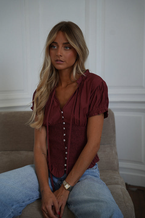 Maud terracotta - Top smocké
