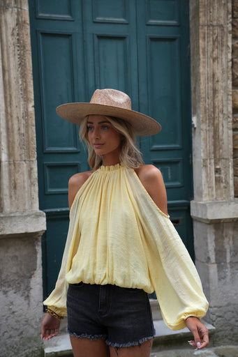 Karole jaune - Blouse ajourée