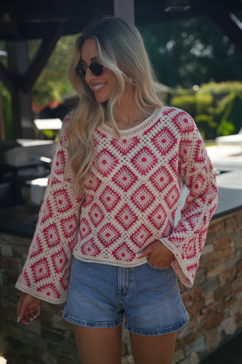 Fidji rouge - Blouse en crochet