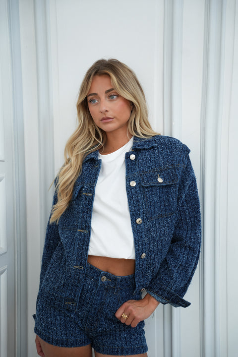 Yoan bleue - Veste en tweed