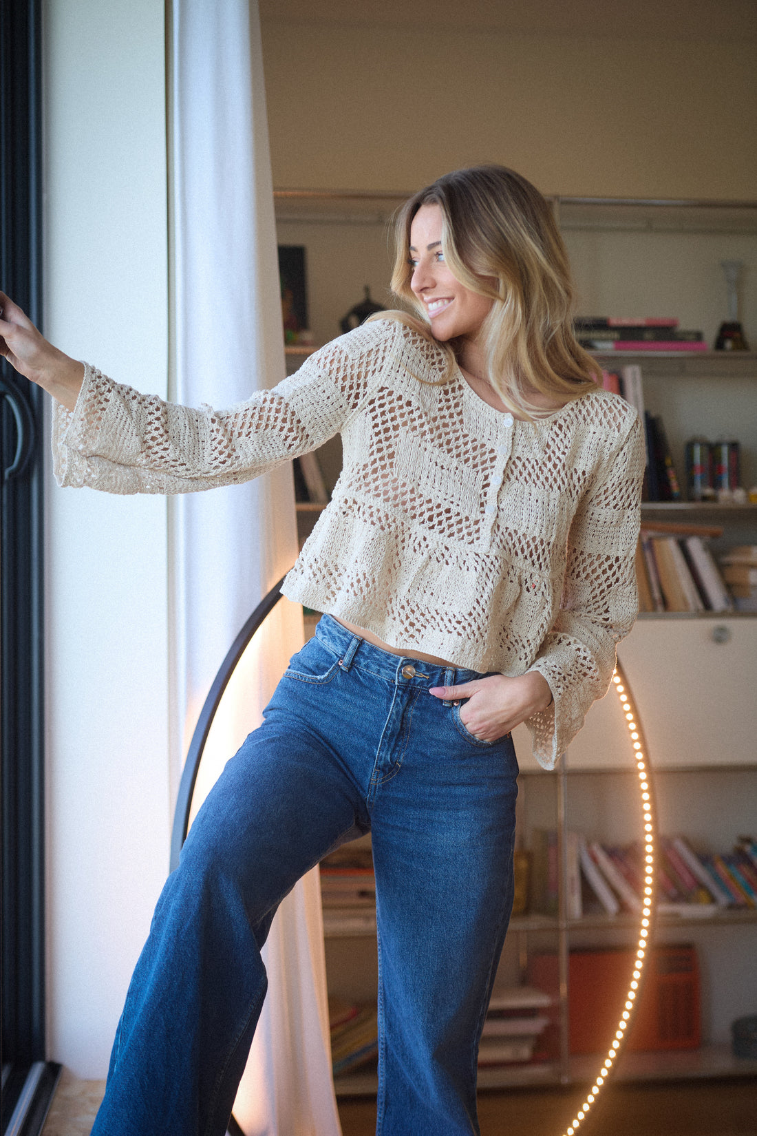 Nolan beige - Blouse crochet