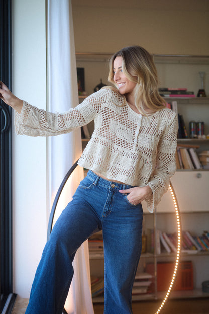 Nolan beige - Blouse crochet