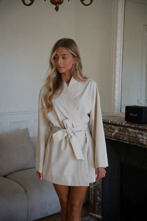 Marcy beige - Robe cache cœur