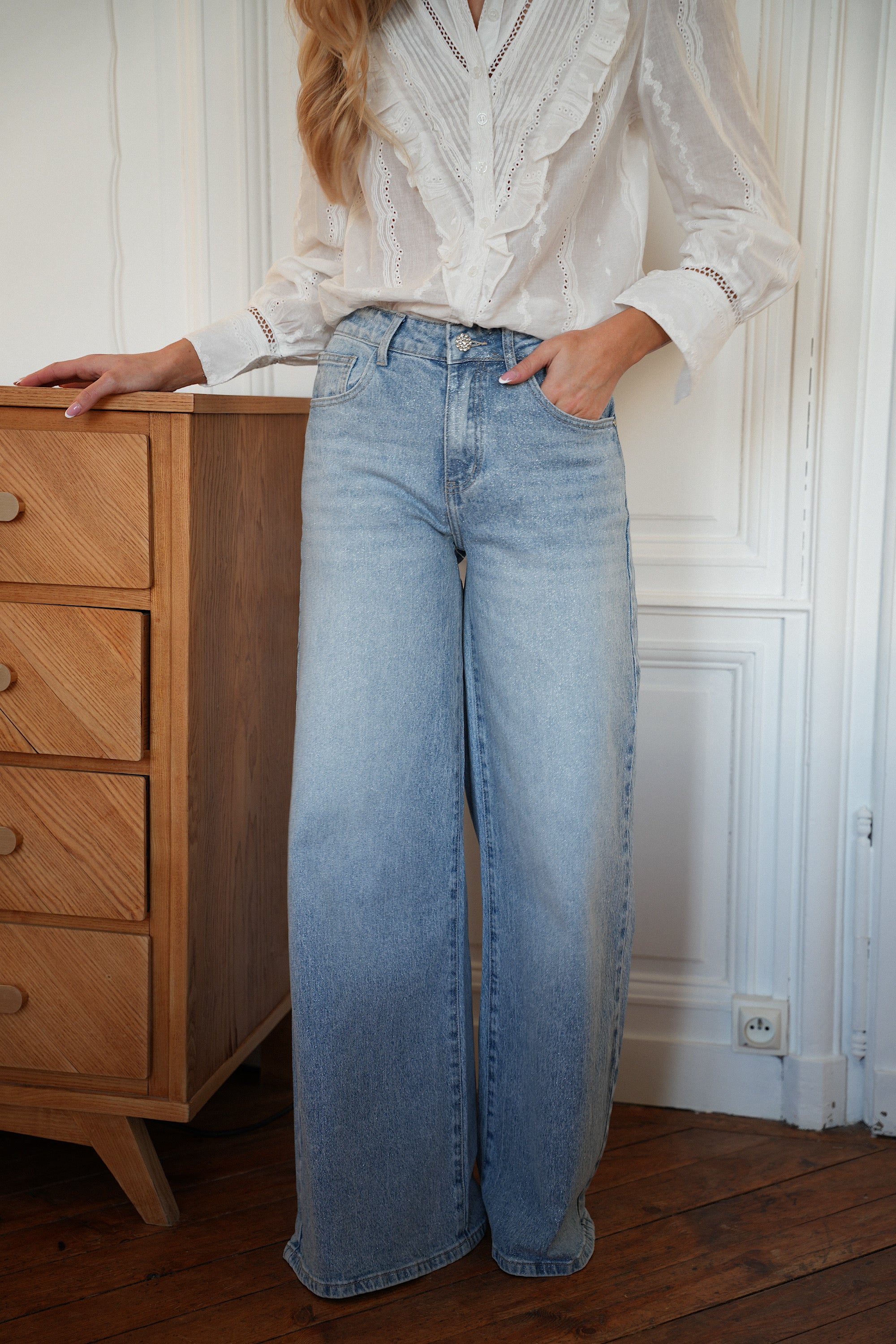 Charlotte bleu - Jean à paillettes