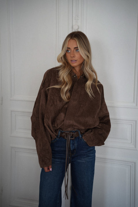 Amelia chocolat - Veste suédée