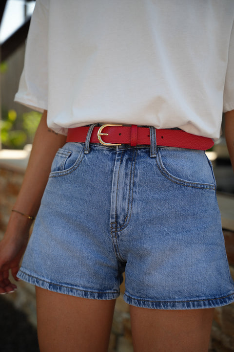 Dallia rouge - Ceinture cuir