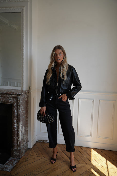 Soly noire - Veste en similicuir