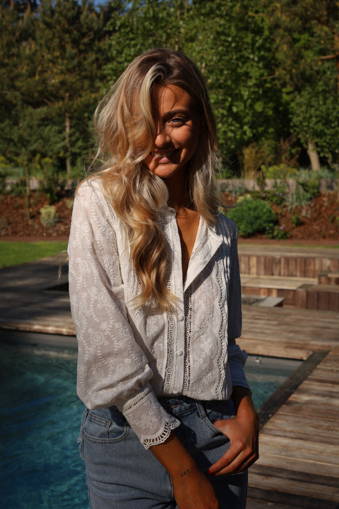 Carolyn blanche - Blouse brodée