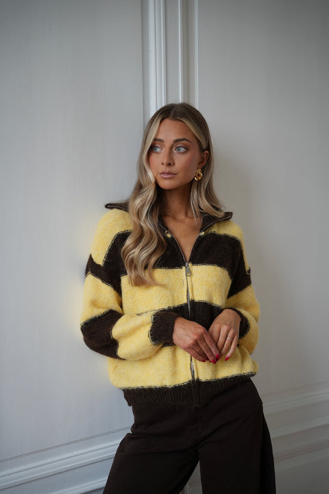 Dory jaune/chocolat - Gilet zippé