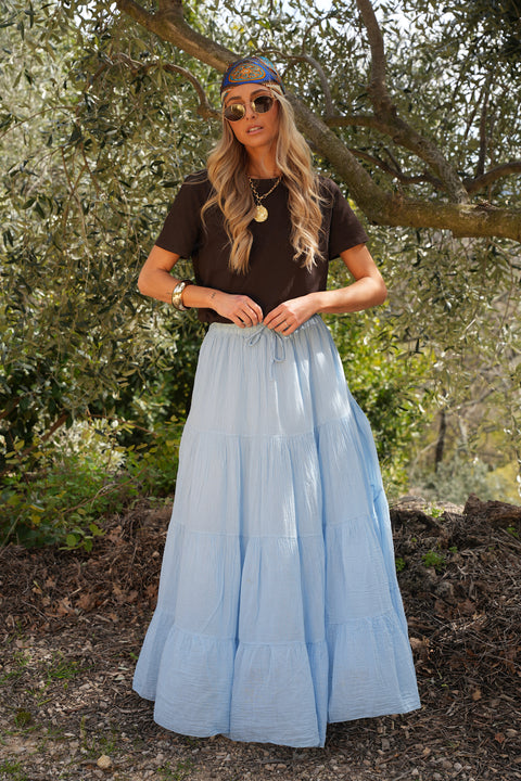 Chloé bleue - Jupe longue