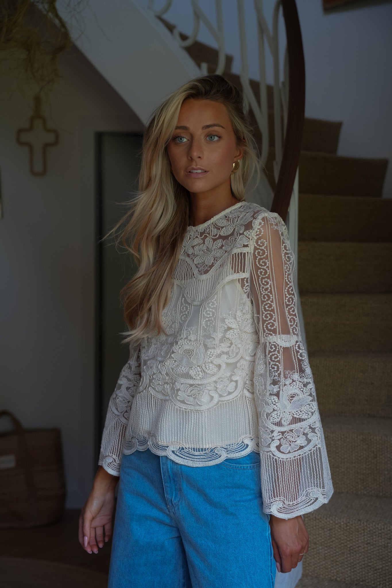 Salma crème - Blouse brodée