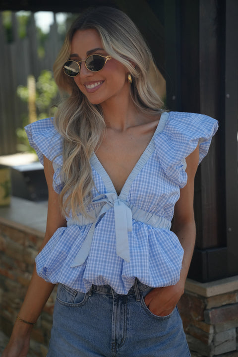 Romy bleue - Blouse ballon