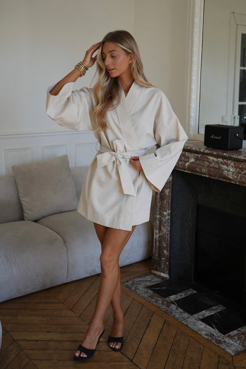 Marcy beige - Robe cache cœur