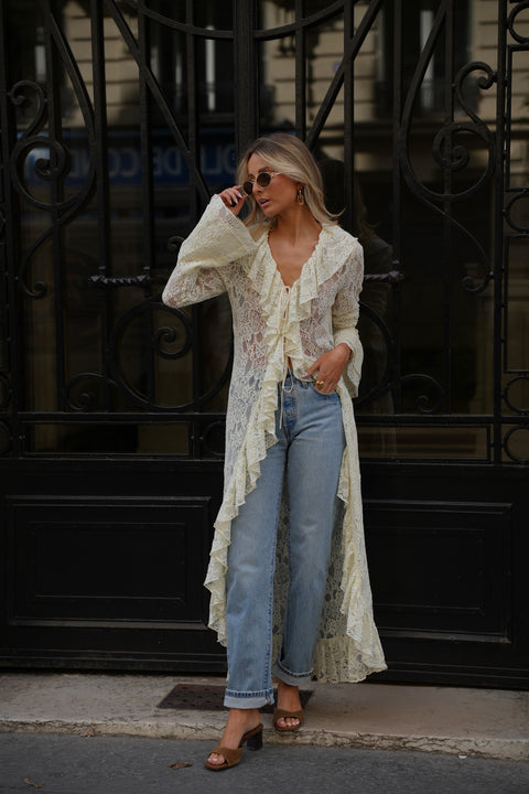 Odile crème - Gilet brodé
