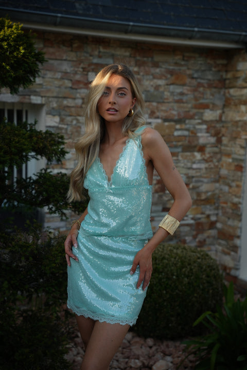 Saya bleue - Jupe à sequins