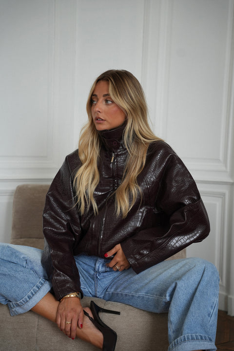Loreen prune - Veste similicuir