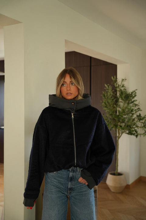 Selina marine - Manteau à capuche