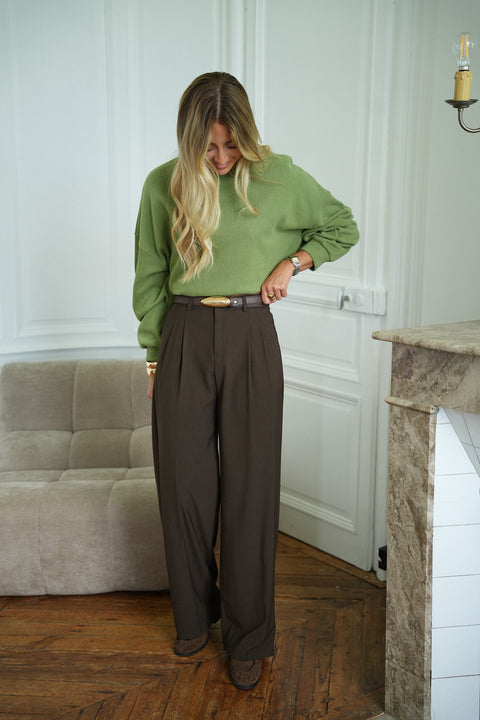 Alfa chocolat - Pantalon droit