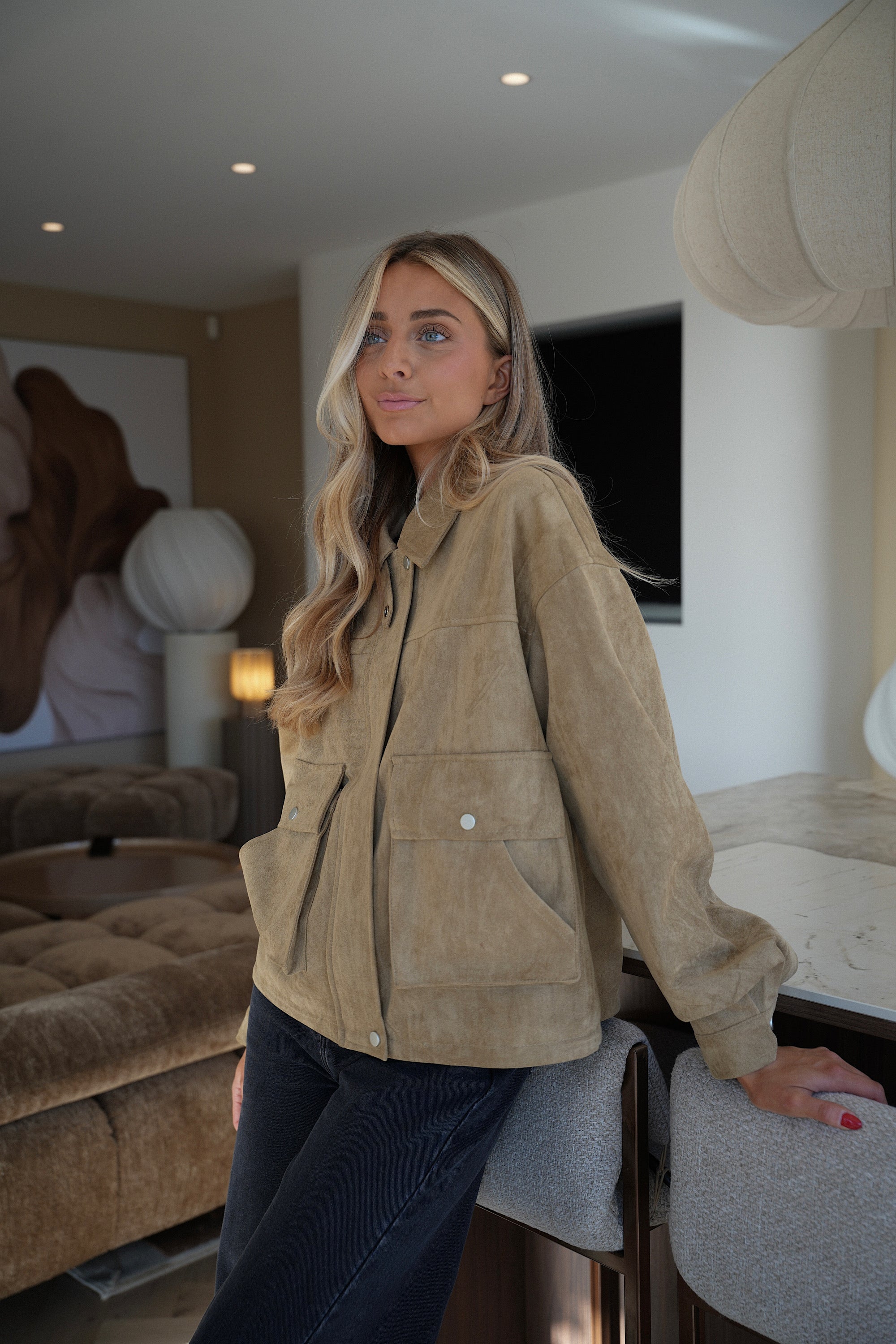 Rebeca beige - Veste suédée