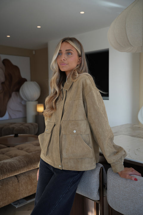 Rebeca beige - Veste suédée