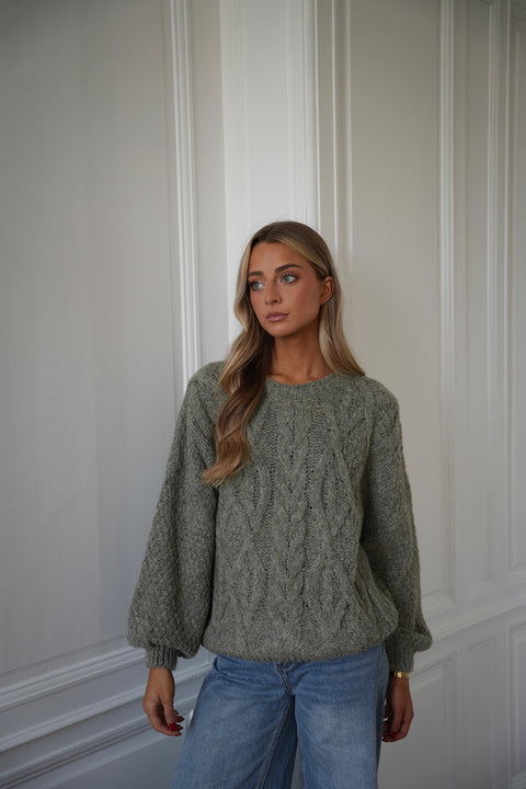 Santana kaki clair - Pull torsadé