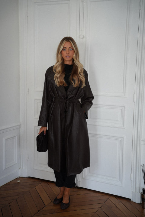 Penelope chocolat - Manteau cuir