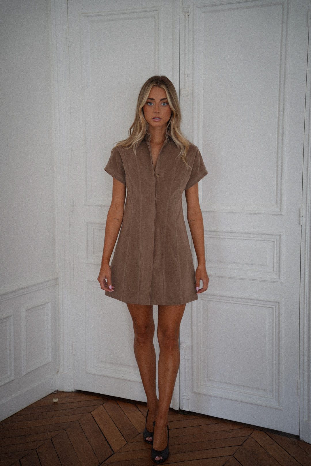 Sabrina taupe - Robe suédée