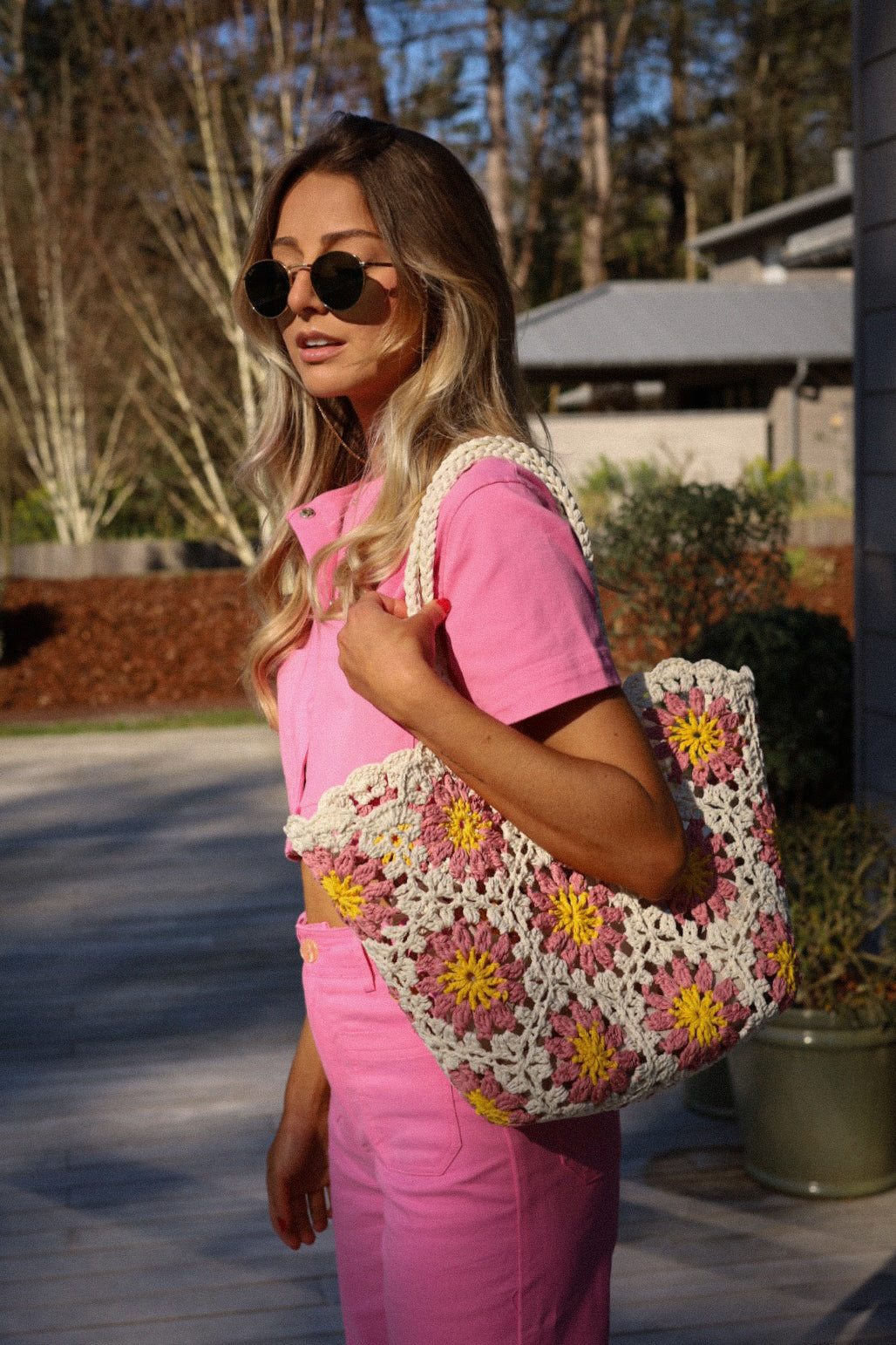 Daisy rose - Sac paille