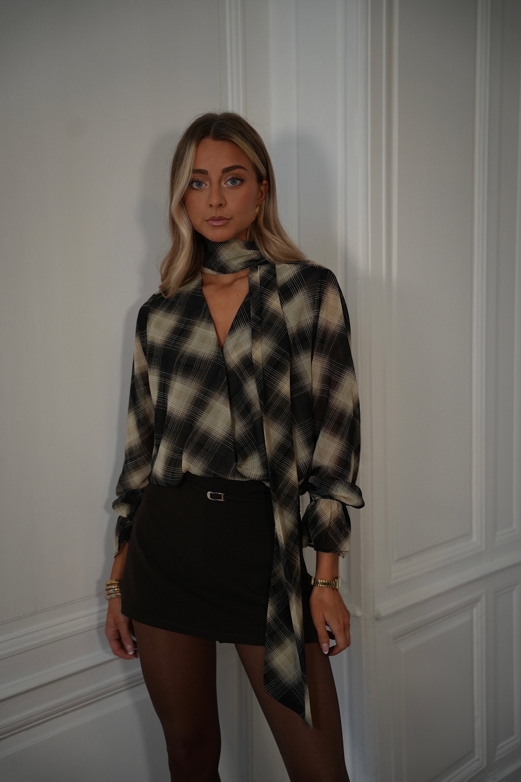 Sella beige - Blouse à carreaux