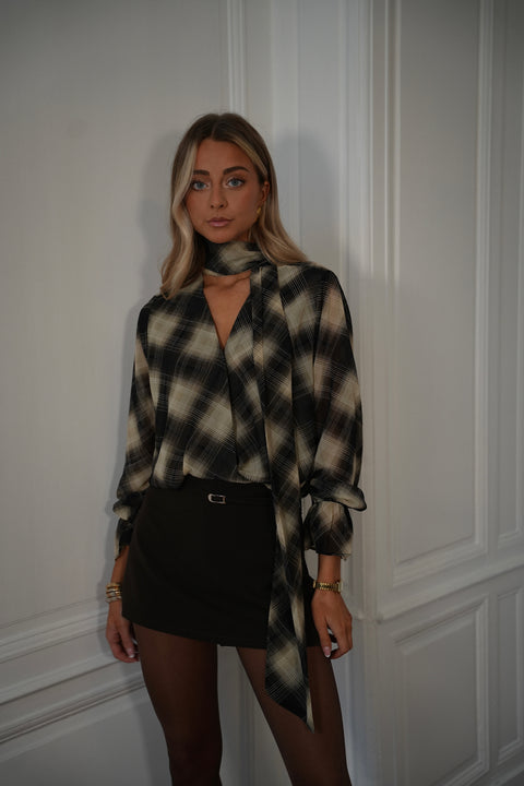 Sella beige - Blouse à carreaux