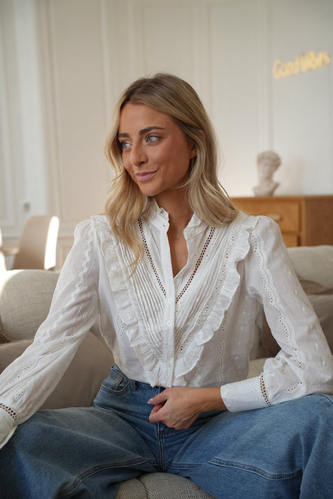 Orlane blanche - Chemise brodée