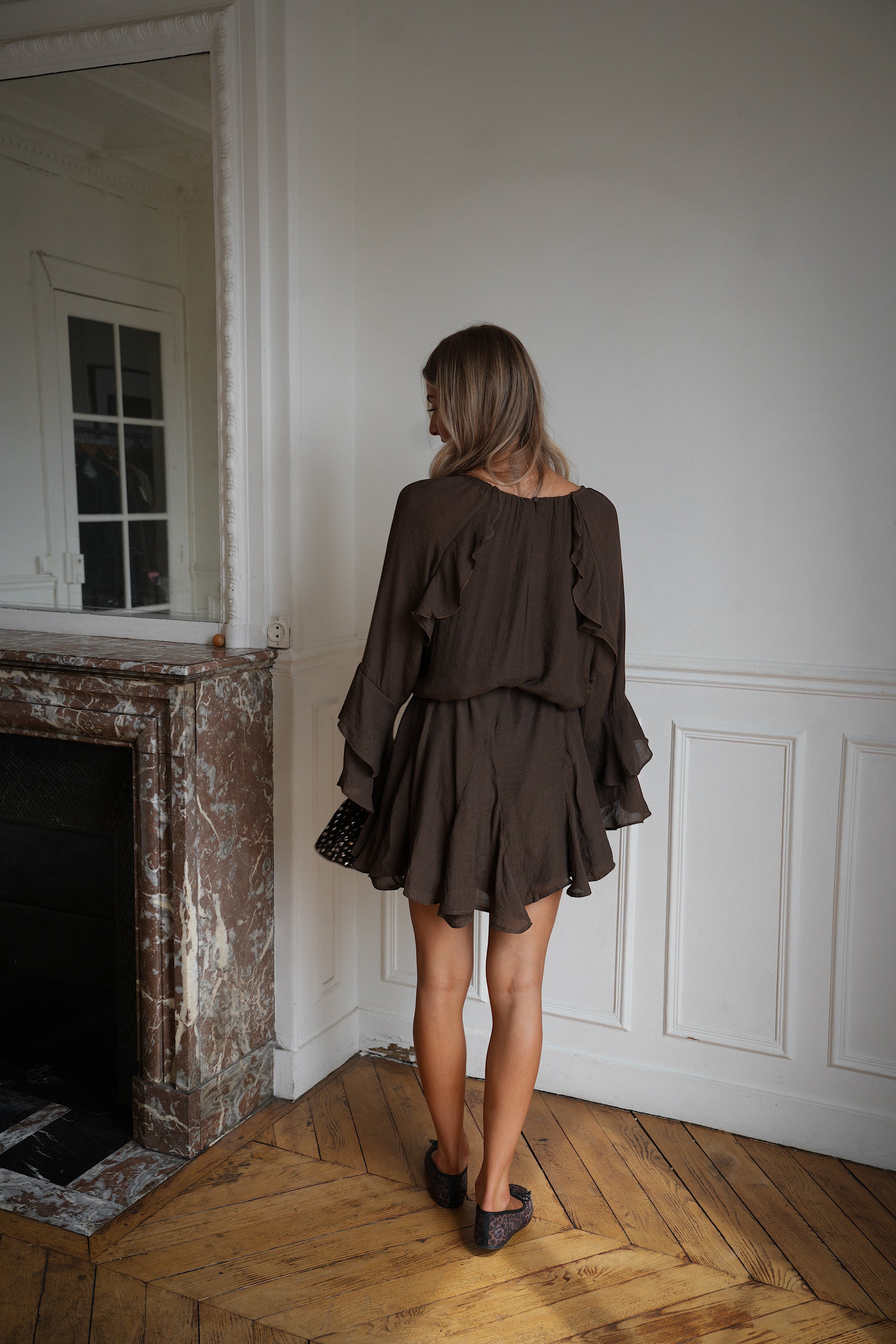 Eva chocolat - Robe ceinturée