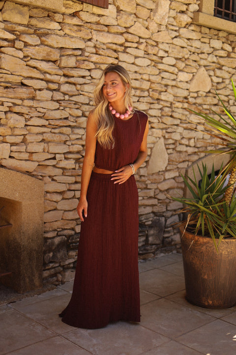 Lauria prune - Ensemble jupe et top