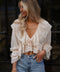 Saly beige - Blouse brodée