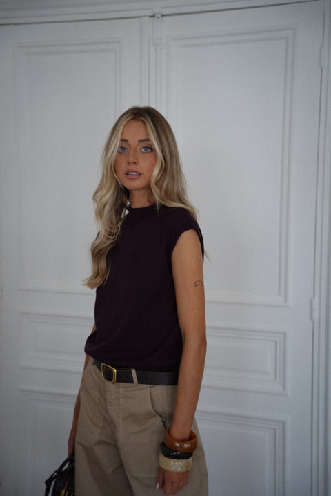 Joana prune - Top sans manches